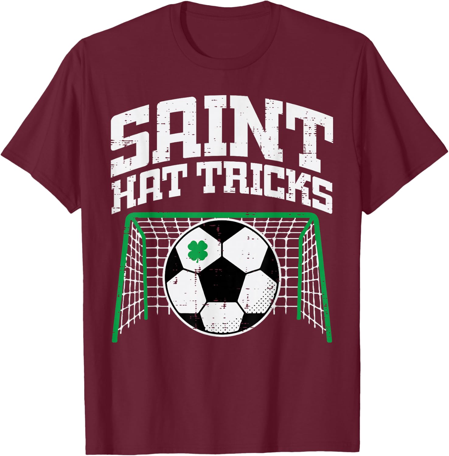 St Patricks Day Soccer Saint Hat Tricks Pattys Men Boys Kids T-Shirt - T-Shirt | Maroon