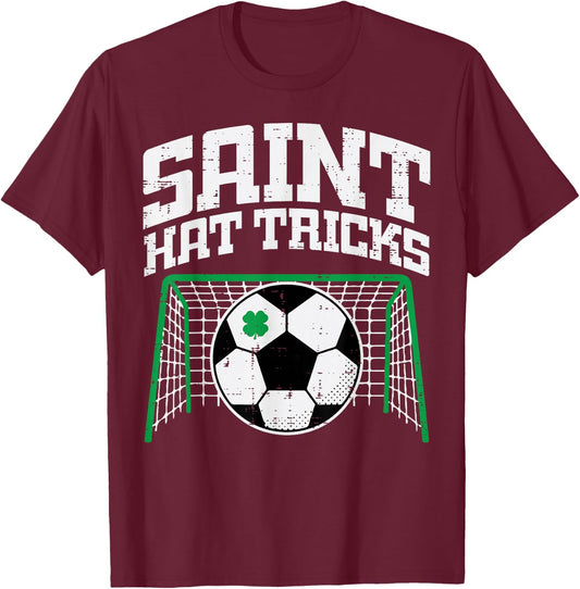 St Patricks Day Soccer Saint Hat Tricks Pattys Men Boys Kids T-Shirt - T-Shirt | Maroon