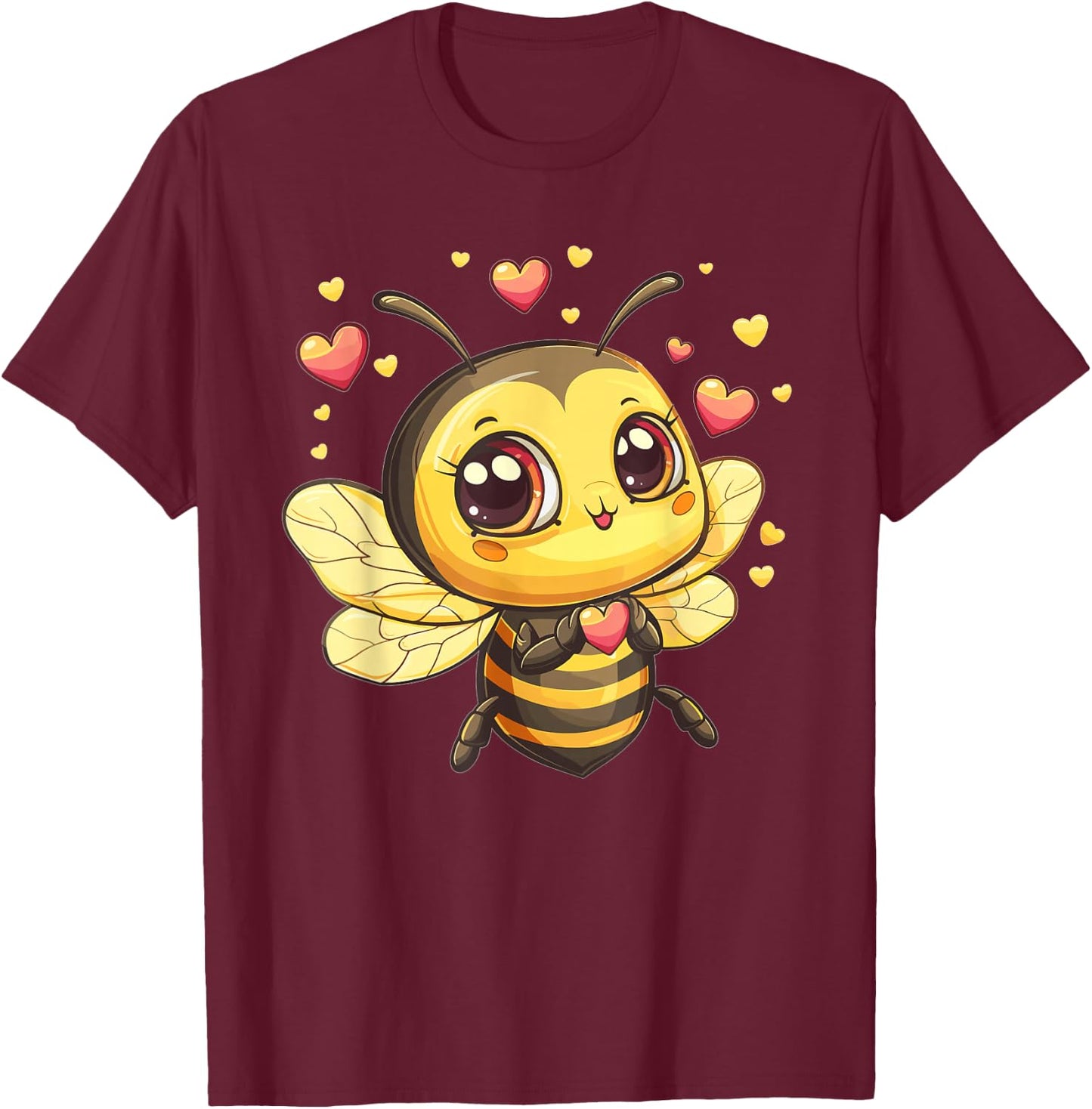 Cute Bee With Hearts I Kids Bee T-Shirt - T-Shirt | Maroon