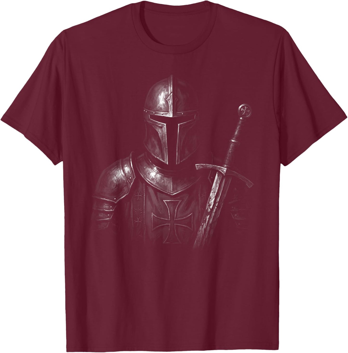 Knight Christian Portrait Templar Warrior of God Crusader T-Shirt - T-Shirt | Maroon