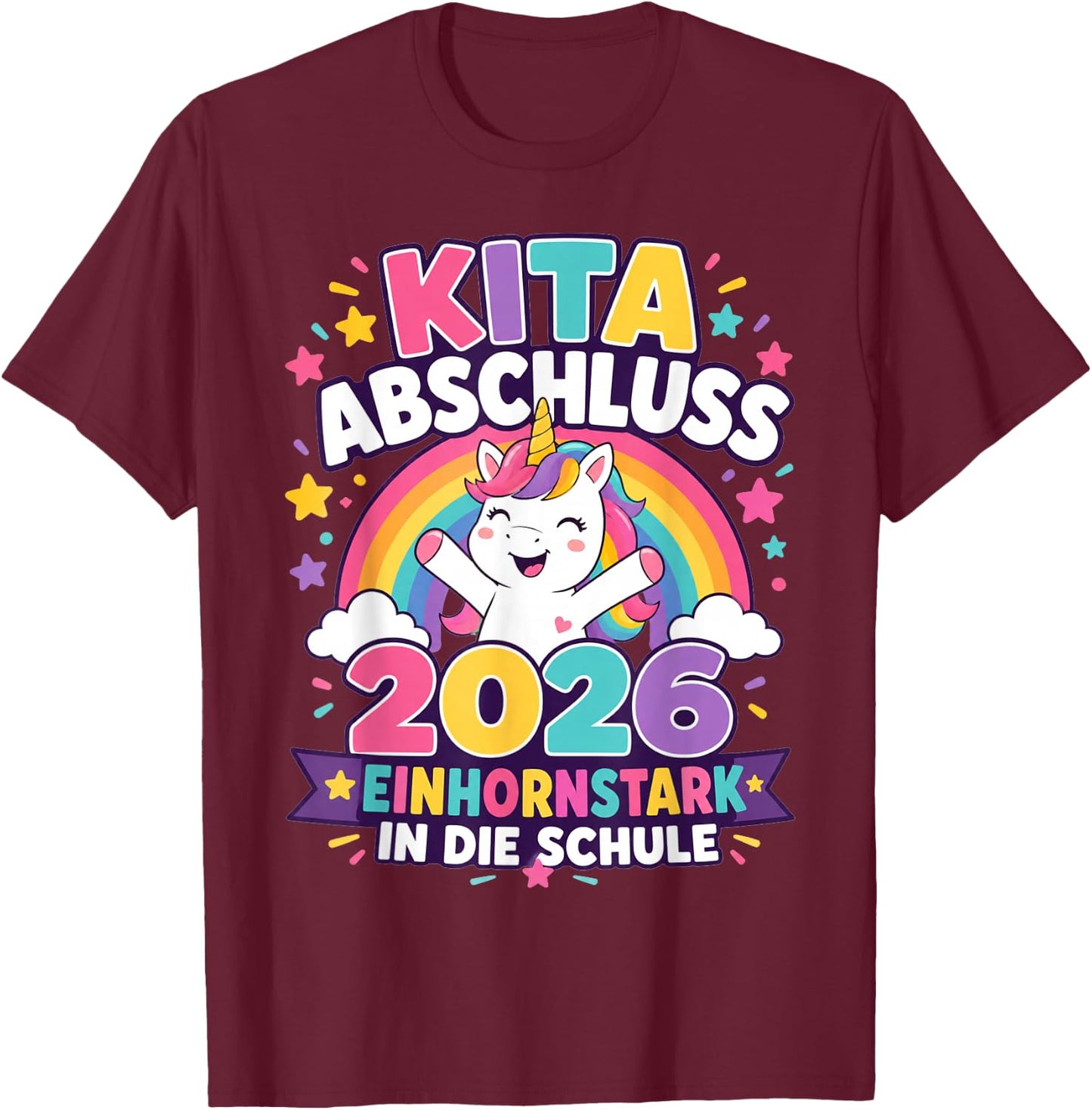 Kita Abgängerin 2026 Einhorn Mädchen T-Shirt - T-Shirt | Maroon