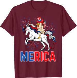 Funny Merica Chicken Unicorn American Flag Happy 4th Of July T-Shirt - T-Shirt | Maroon