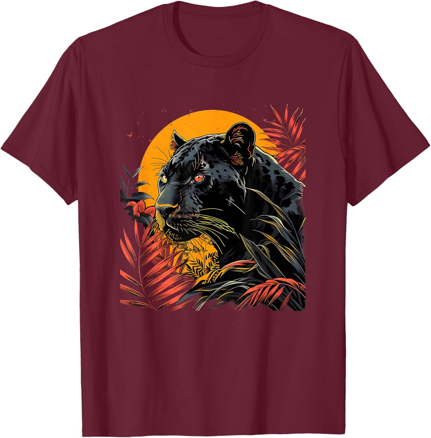 Panther Moon Artwork Wildlife Panther Lover Animal Art T-Shirt - T-Shirt | Maroon