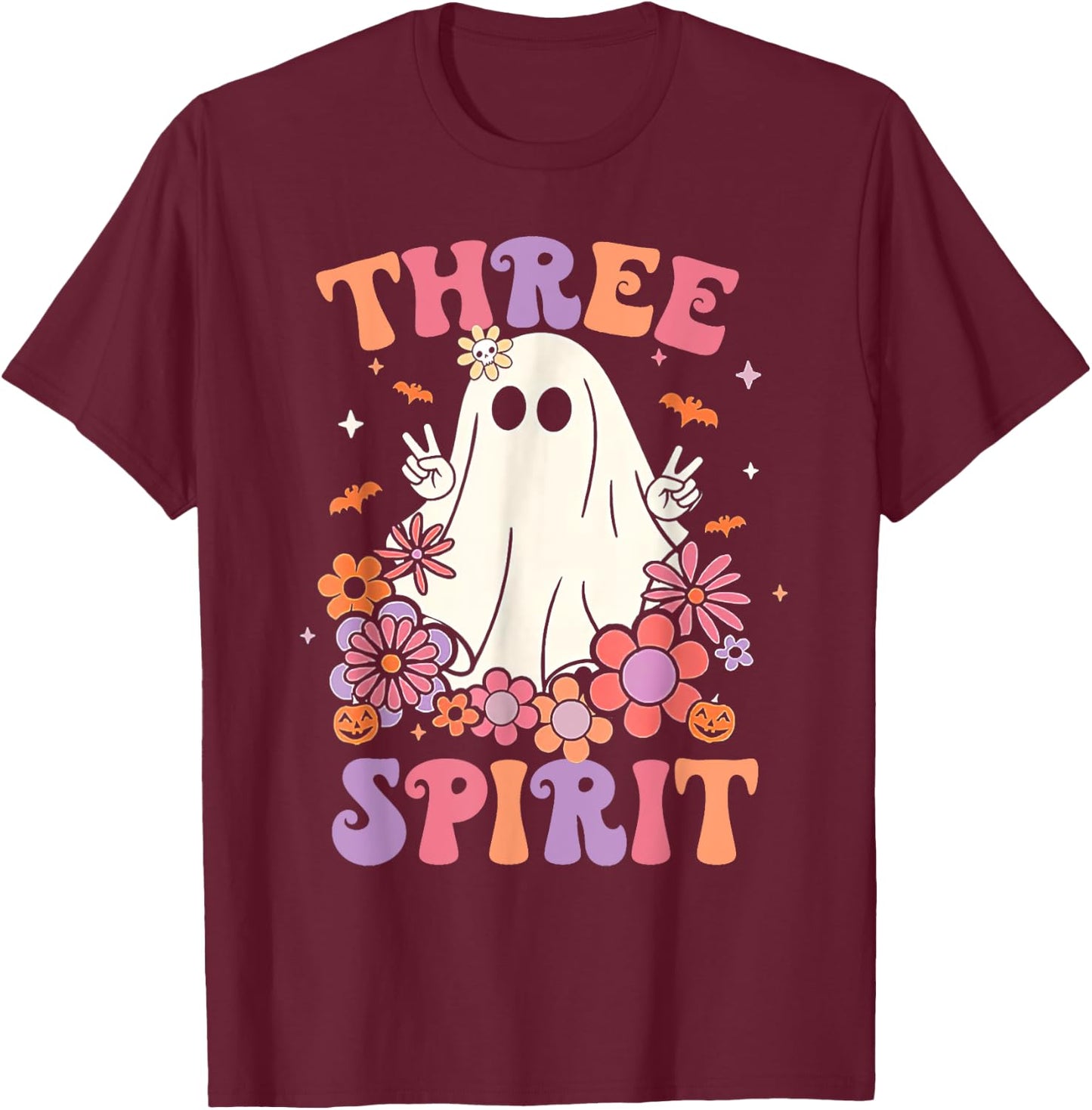 Three Spirit Halloween 3rd Birthday Party Decorations T-Shirt - T-Shirt | Maroon