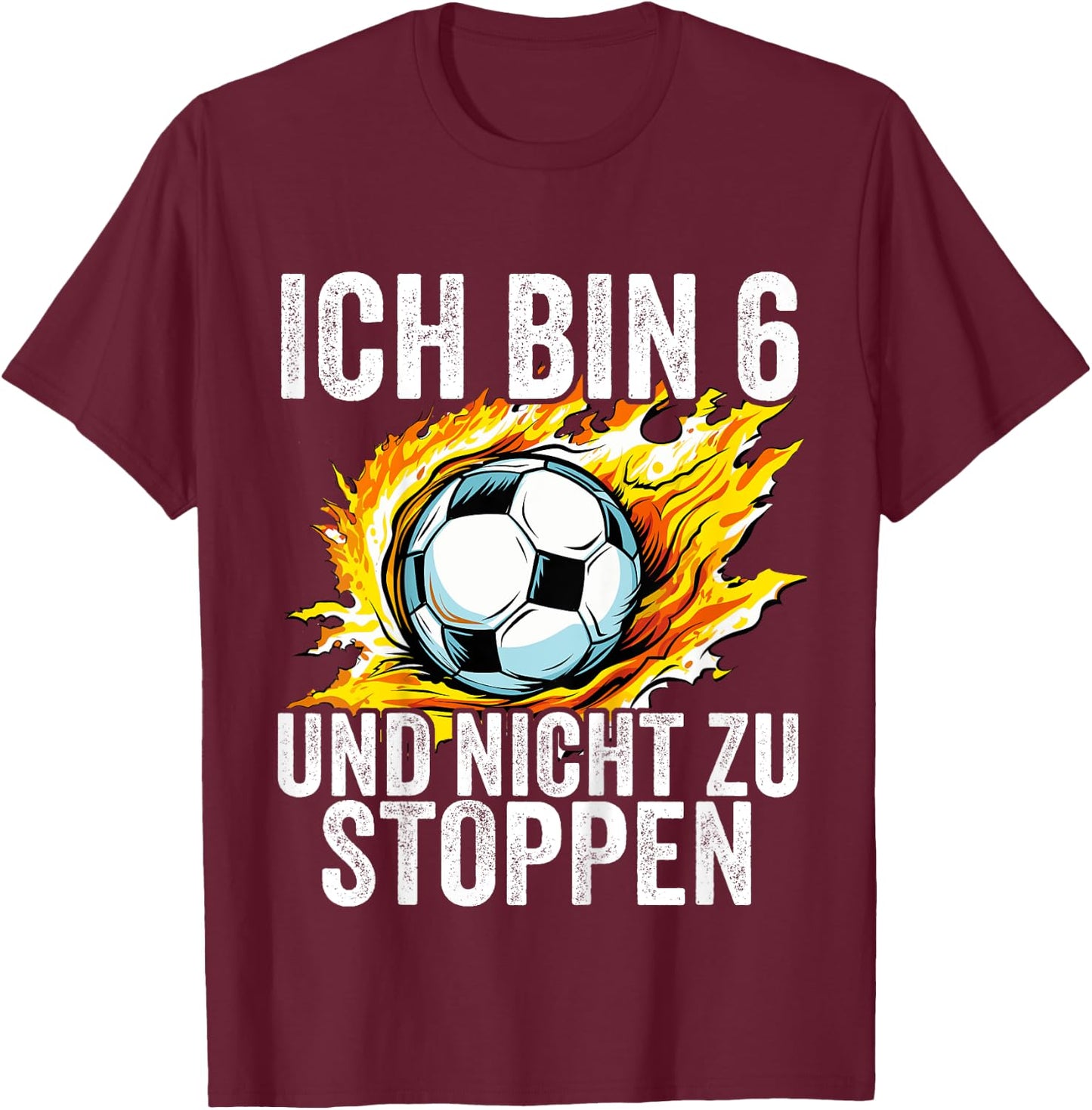 Kinder 6. Geburtstag Jungs 6 Jahre Junge Fußball Fußballer Sechs T-Shirt - T-Shirt | Maroon