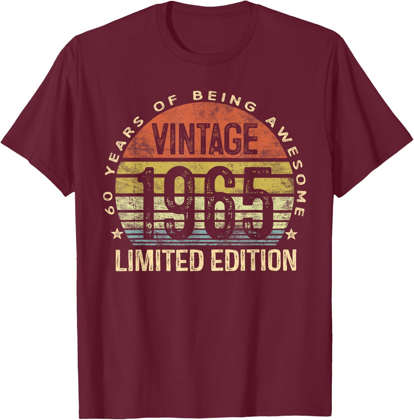 Vintage 1965 Limited Edition 60-Year-Old Gifts 60th Birthday T-Shirt - T-Shirt | Maroon