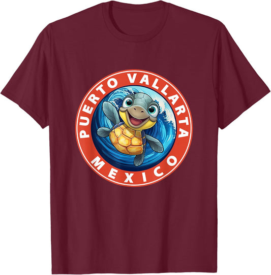Puerto Vallarta Mexico Smiling Baby Sea Turtle Souvenir T-Shirt - T-Shirt | Maroon