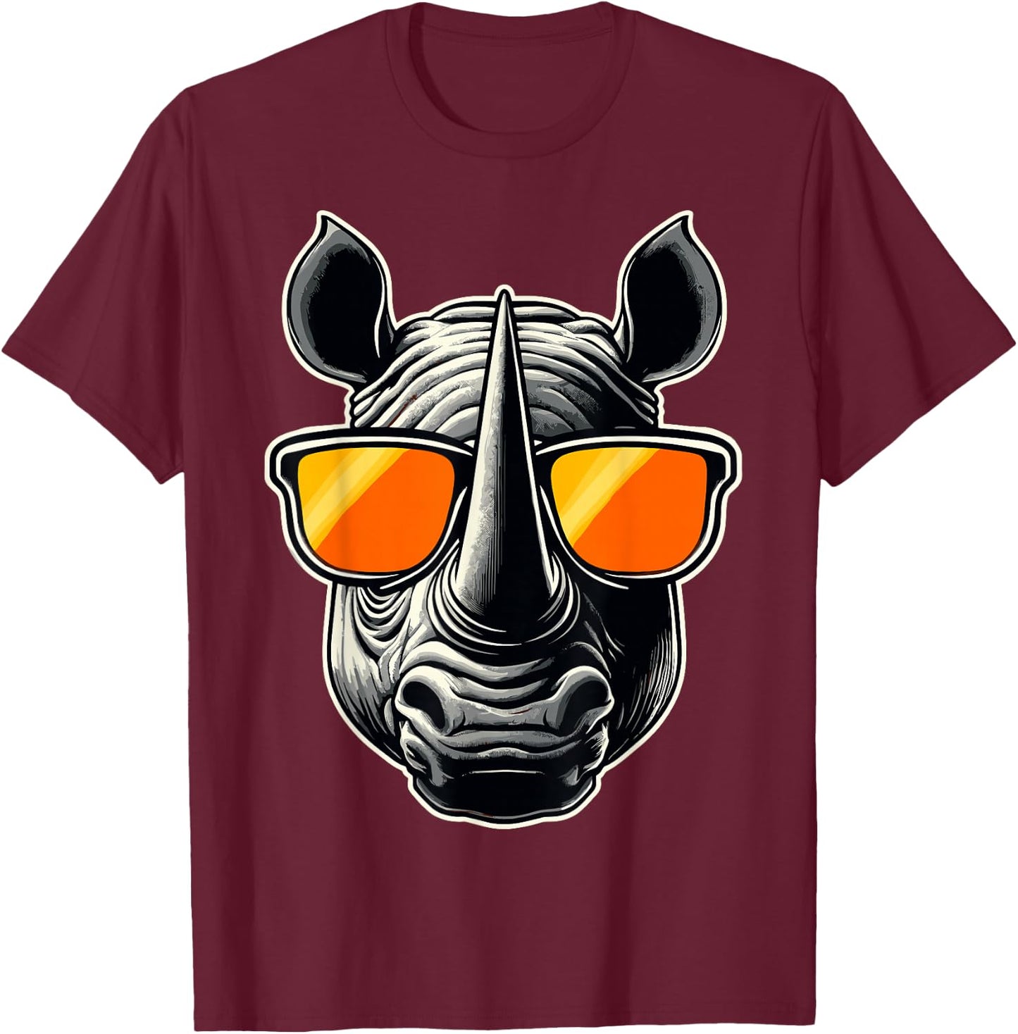 Magical and Funny Rhino lover Gifts Adult Classic Fit Black Animal Print T-Shirt - T-Shirt | Maroon