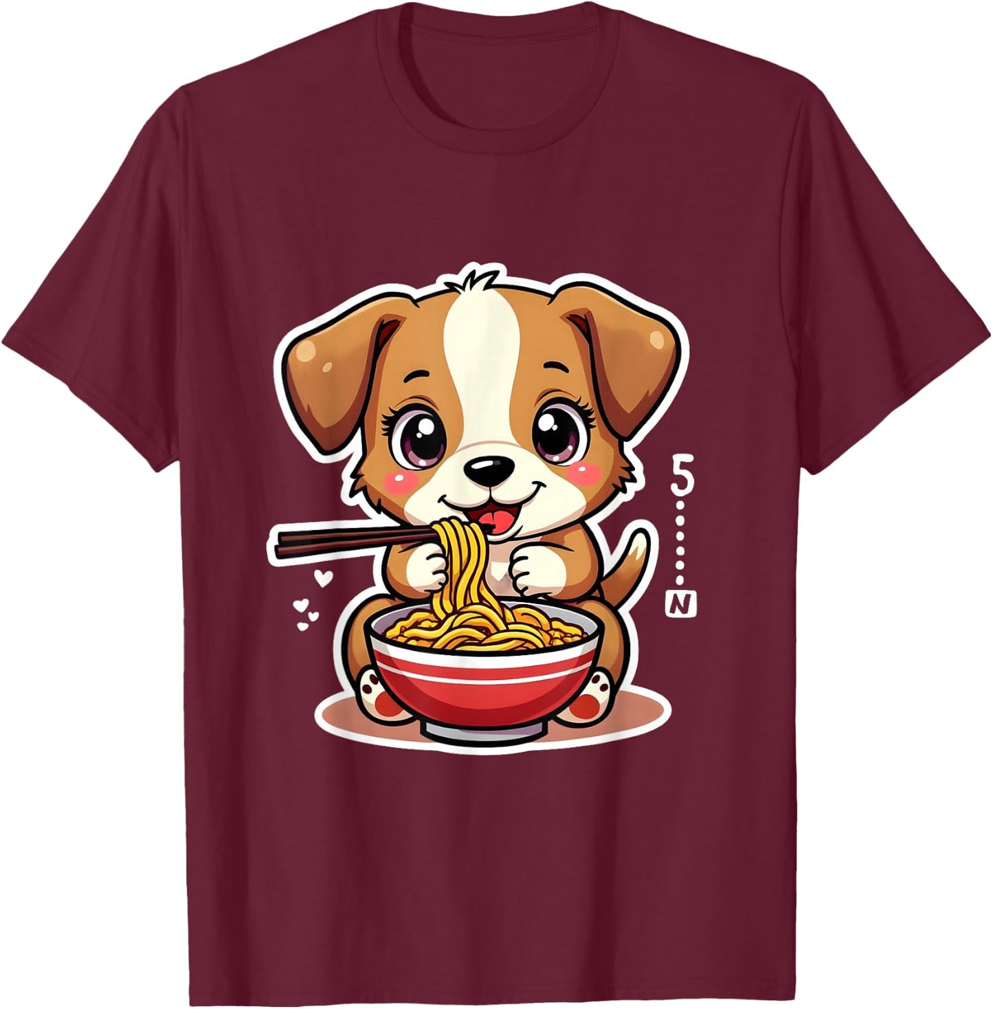 Ramen Dog Anime - Kawaii Otaku Clothes Manga Clothes , Black, S T-Shirt - T-Shirt | Maroon