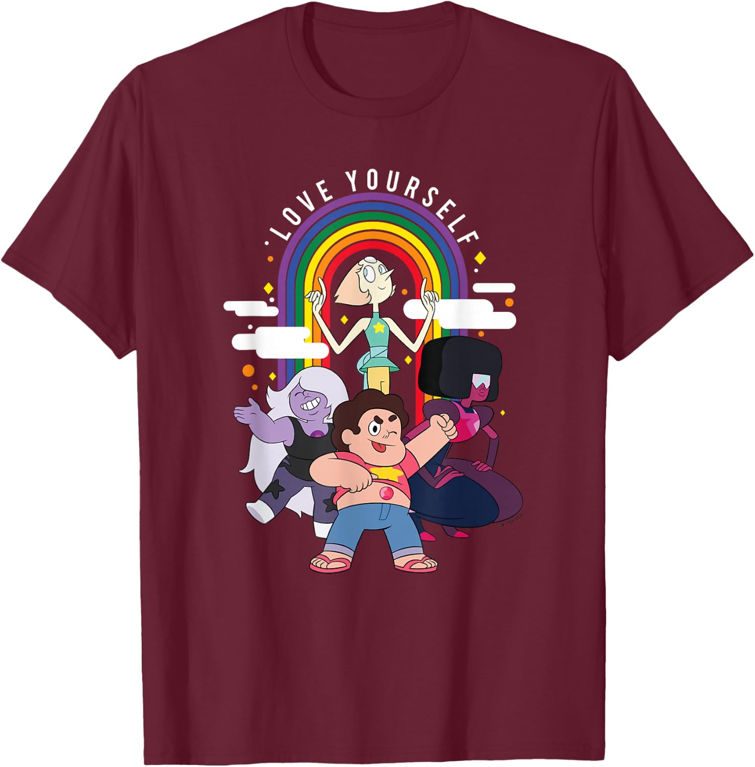 Steven Universe Pride Group Shot Love Yourself T-Shirt - T-Shirt | Maroon