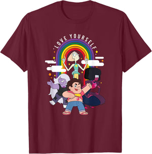 Steven Universe Pride Group Shot Love Yourself T-Shirt - T-Shirt | Maroon