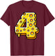 Happy 4th Birthday Cheese 4 Years Old Number Boys Girls Kids T-Shirt - T-Shirt | Maroon