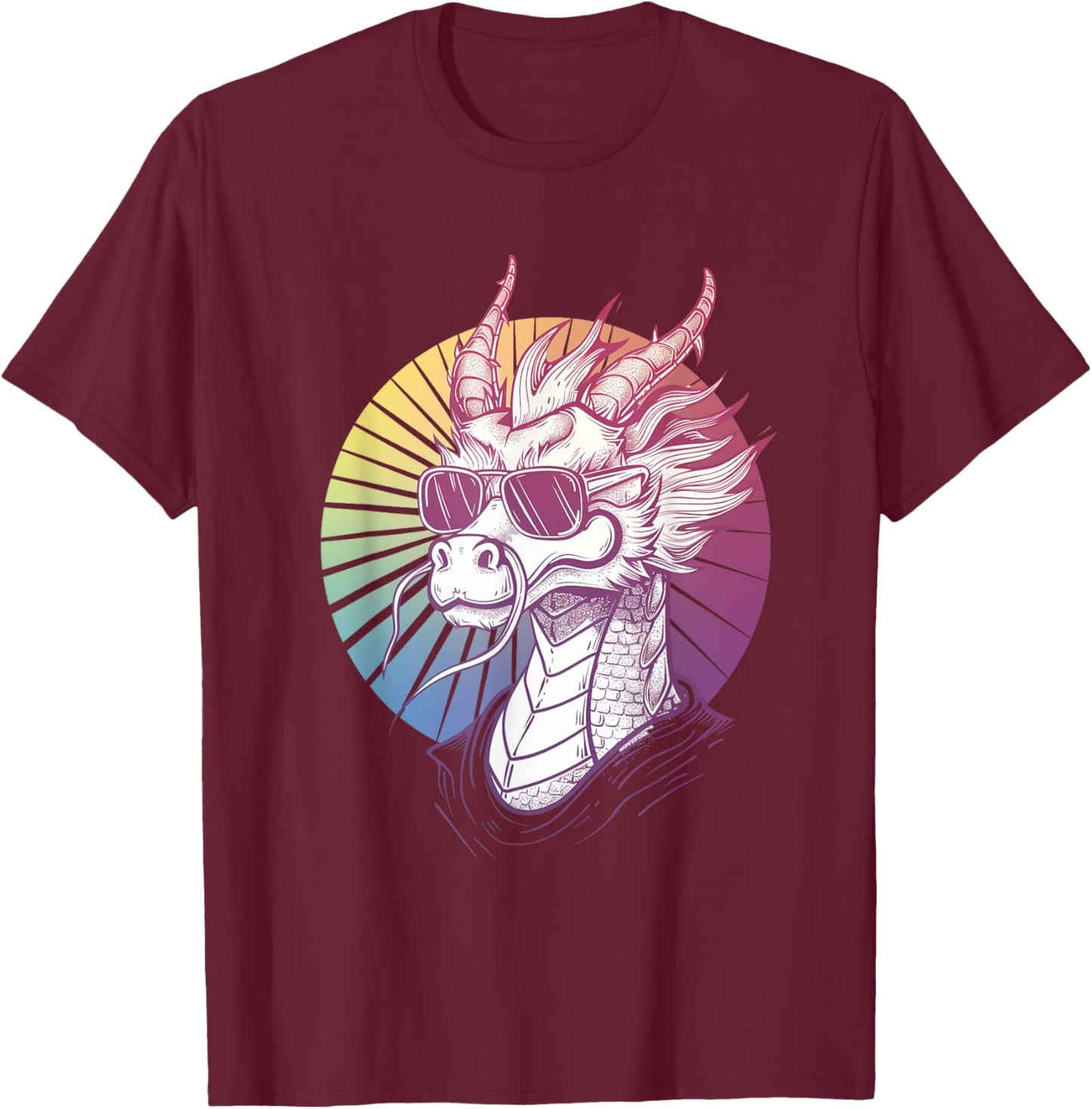 Frost Breath & Hot Shades: Icy Cool Dragon T-Shirt - T-Shirt | Maroon