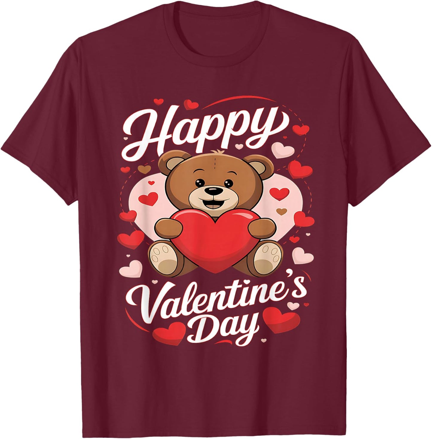 Happy Valentines Shirts Women Cute Valentine T-Shirt - T-Shirt | Maroon