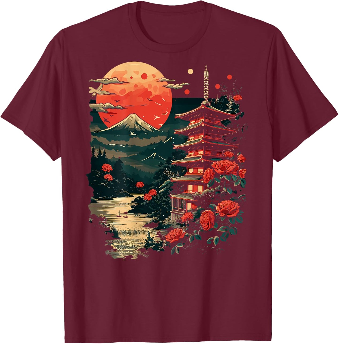 Japan Backprint , black T-Shirt - T-Shirt | Maroon