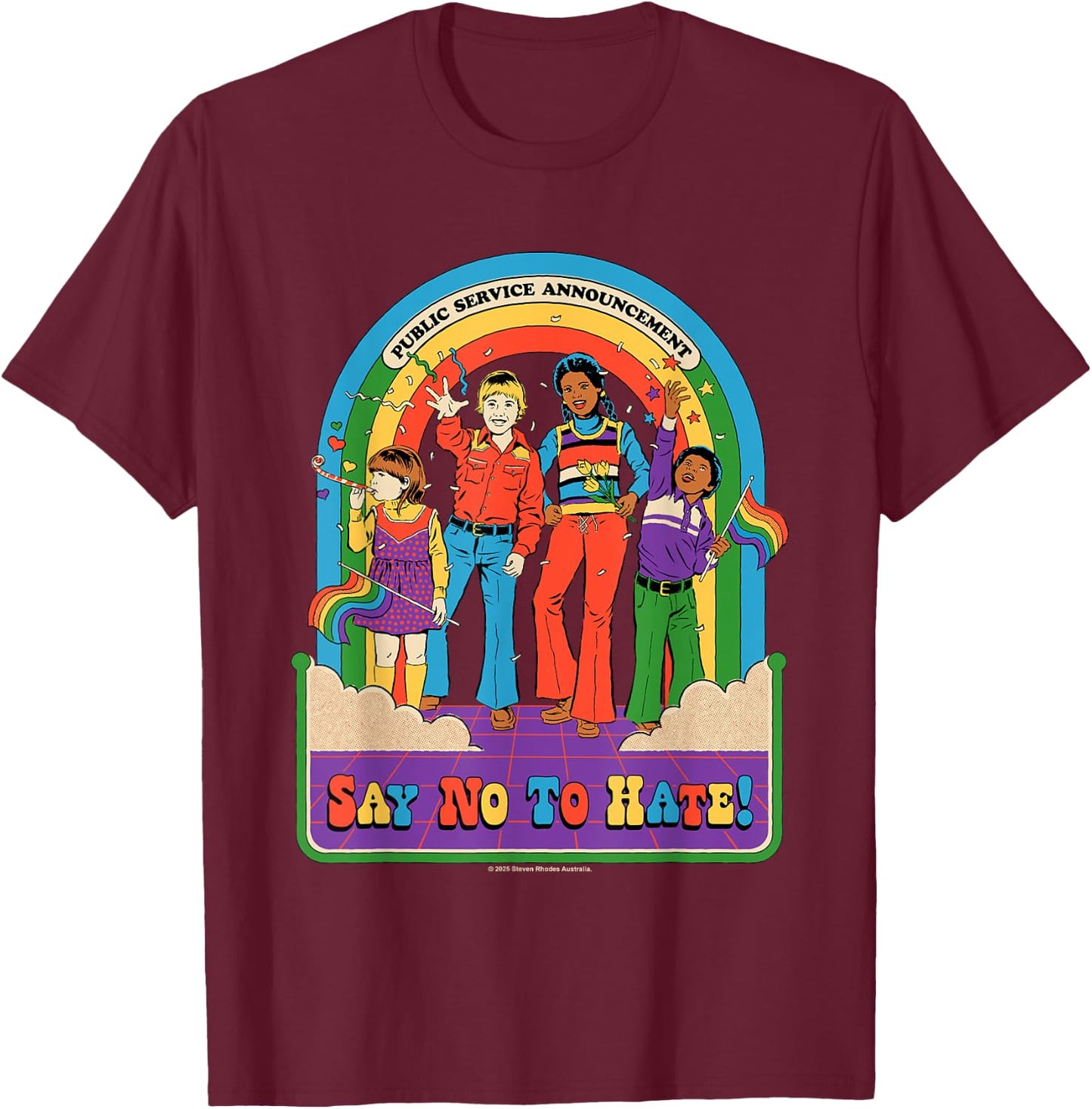 Say No to Hate Sarcastic Retro Vintage Funny Adult Humor T-Shirt - T-Shirt | Maroon