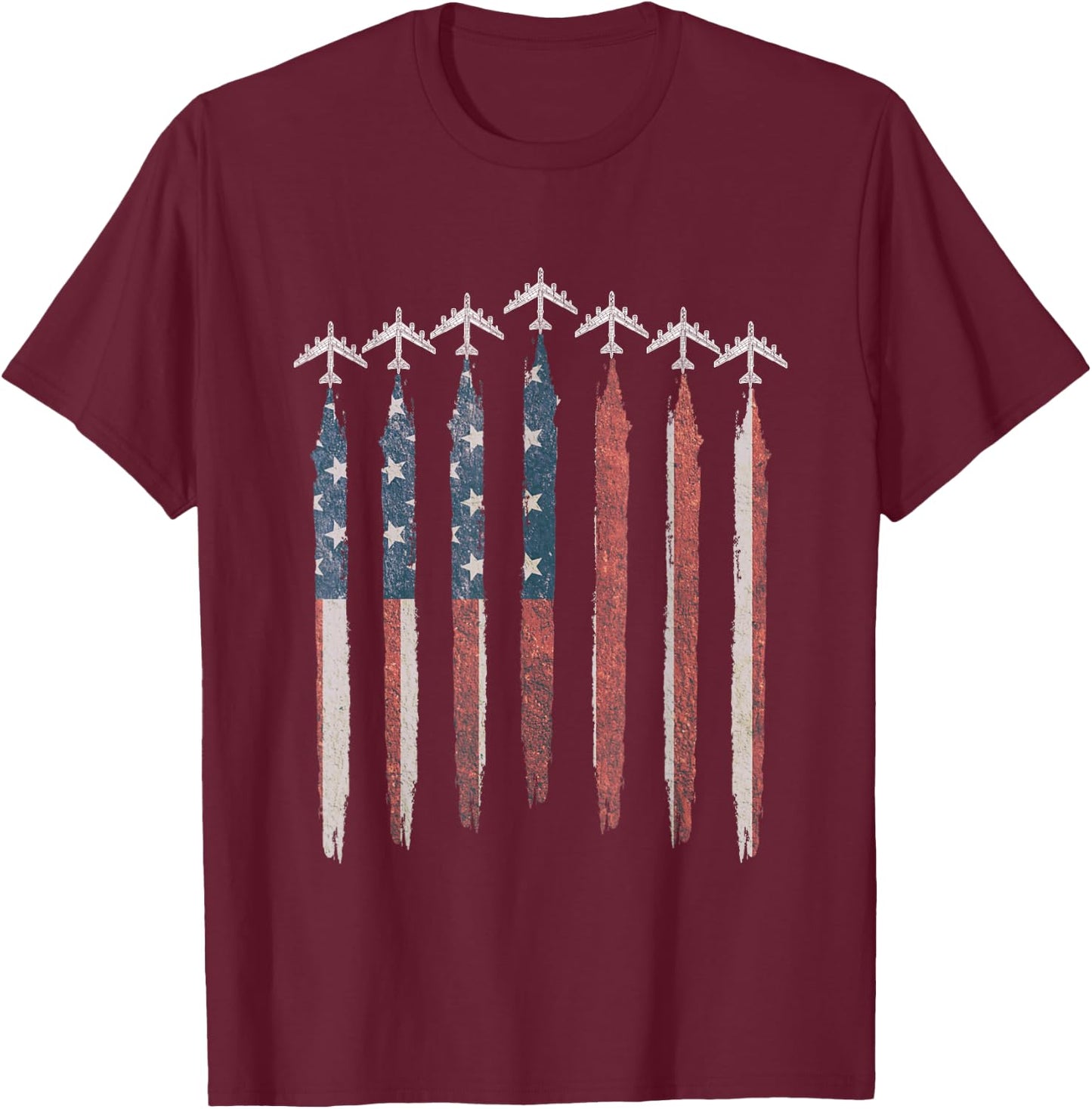 B-52 Stratofortress Bomber Airplane USA Flag B-52 July 4th T-Shirt - T-Shirt | Maroon