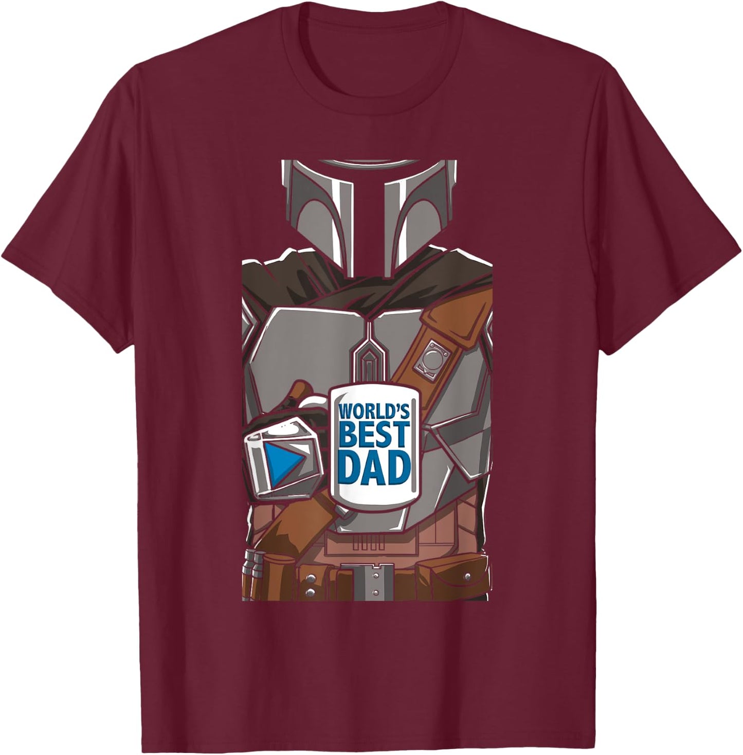 Star Wars The Mandalorian Father's Day World's Best Dad Mug T-Shirt - T-Shirt | Maroon