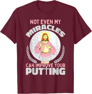Ironic Jesus Golf Player Saying Golfer Golf Golfing T-Shirt - T-Shirt | Maroon