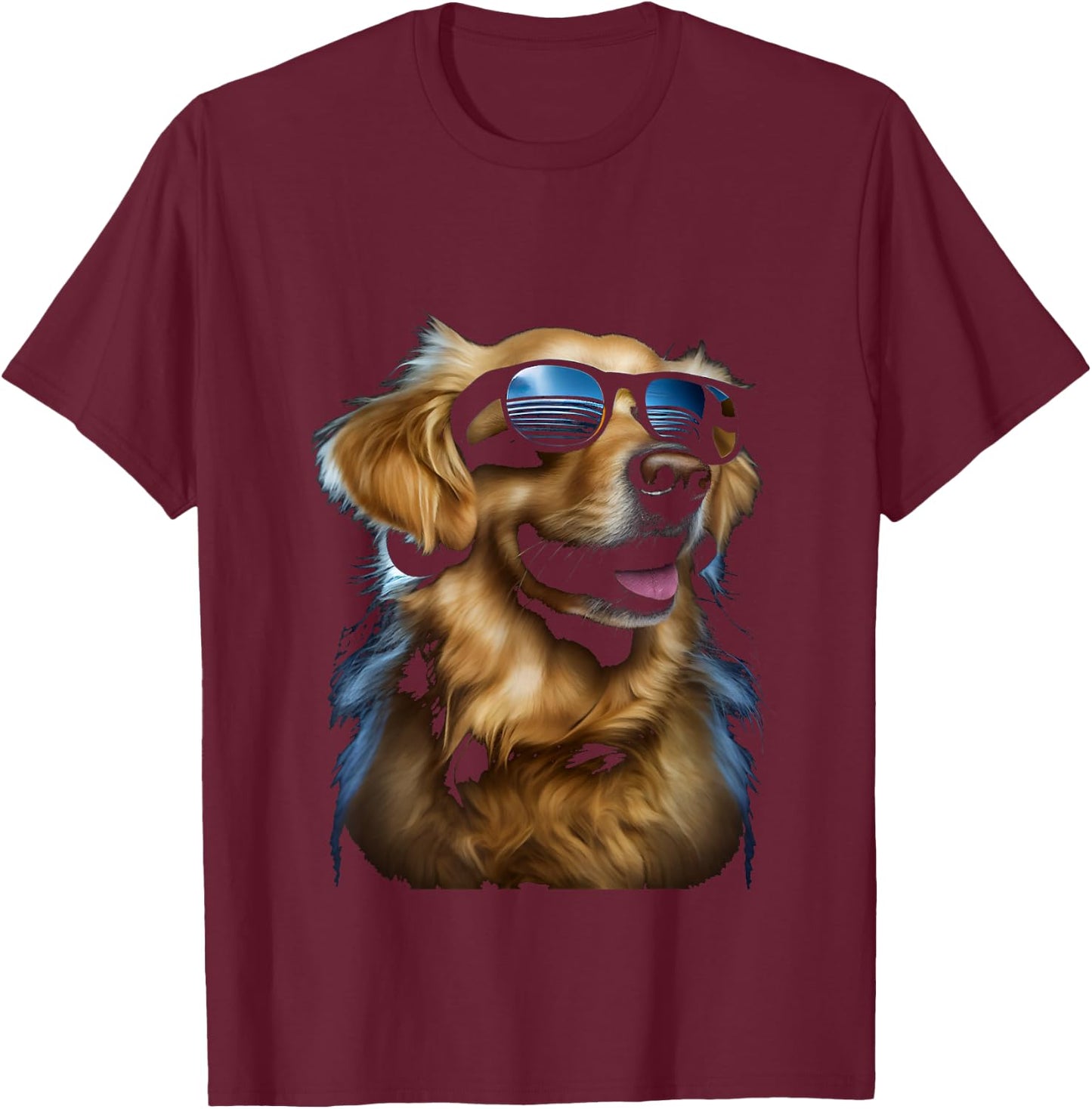 Golden retriever dog sunglasses dog fans retriever fans T-Shirt - T-Shirt | Maroon