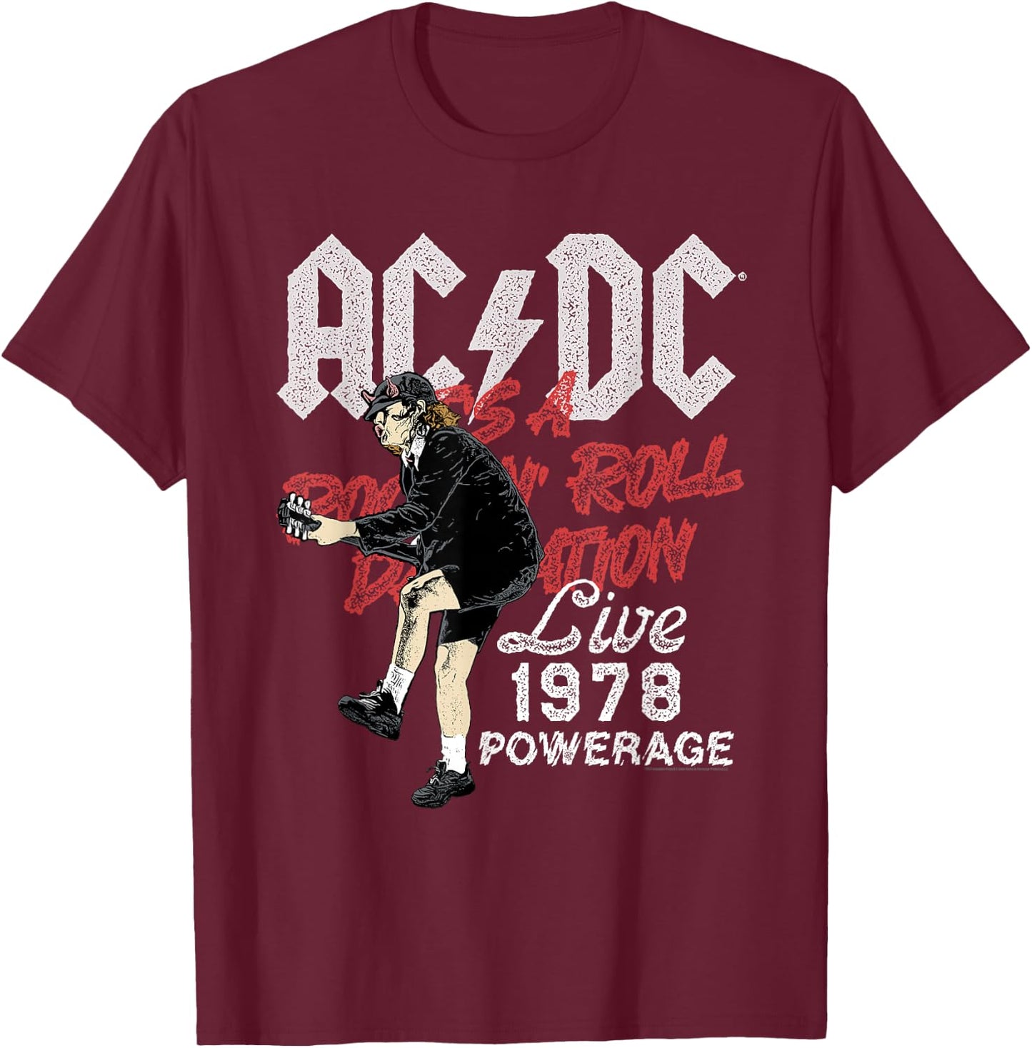 AC/DC Rock'n'Roll Damnation Live 1978 Powerage , black T-Shirt - T-Shirt | Maroon