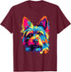 Watercolor Colorful Australian Terrier Dog T-Shirt - T-Shirt | Maroon