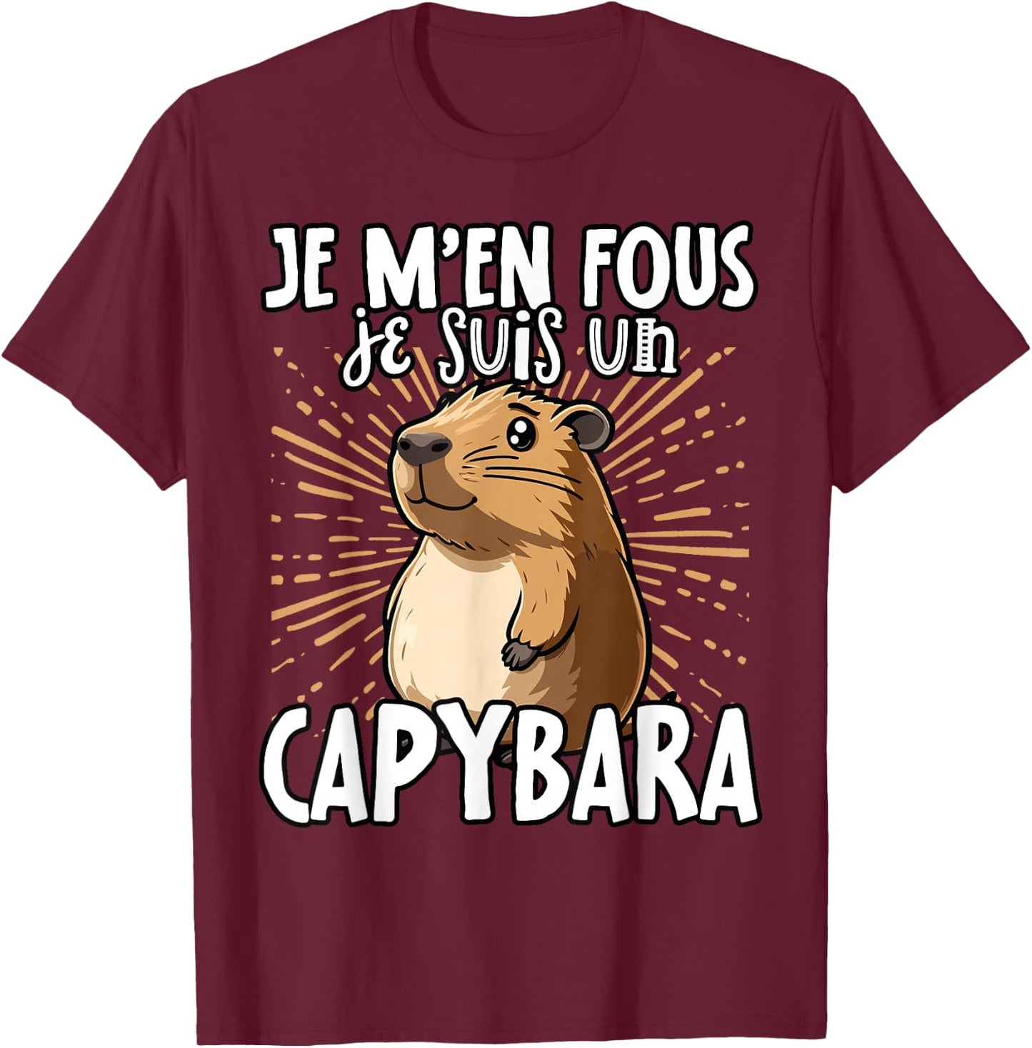 Je M'en Fous Je Suis Un Capybara - Sweet Capybara , Black, S T-Shirt - T-Shirt | Maroon