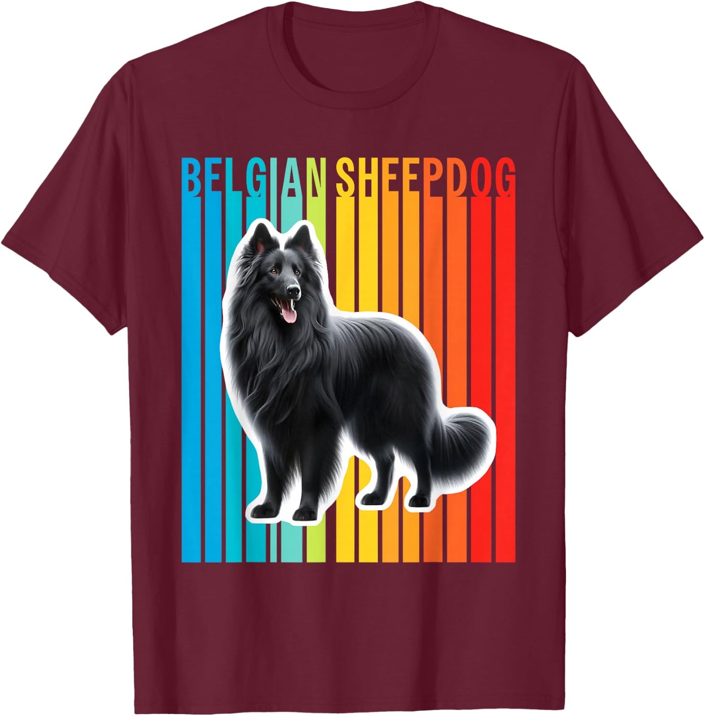 Colorful Belgian Sheepdog T-Shirt - T-Shirt | Maroon
