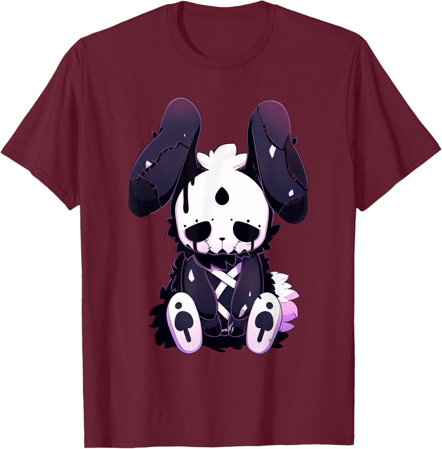 Goth Bunny E-Girl Cute Kawaii Rabbit Gothic Outfit Grunge T-Shirt - T-Shirt | Maroon
