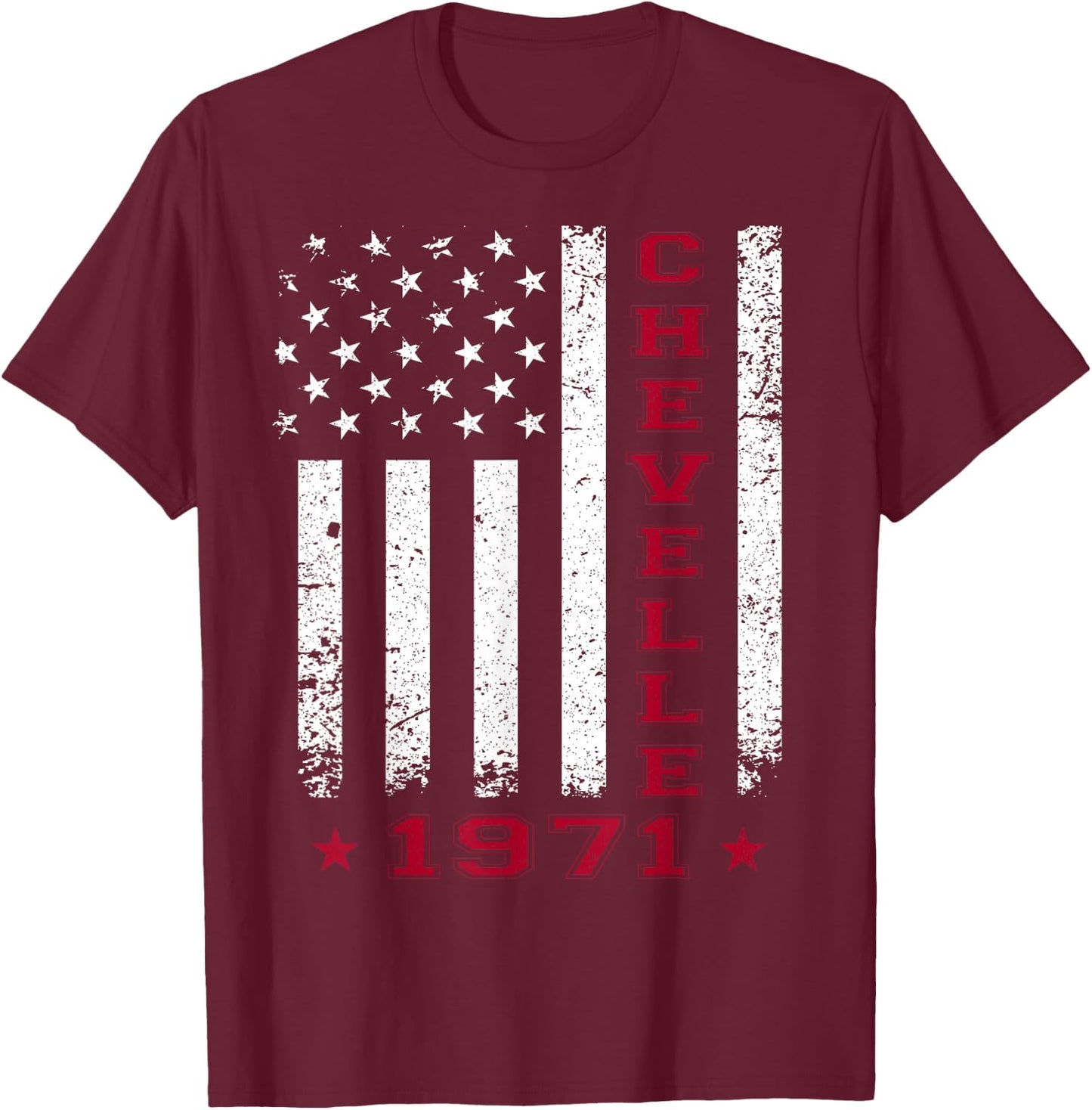 American Flag Jersey Style Chevelle 71 1971 Muscle Car T-Shirt - T-Shirt | Maroon