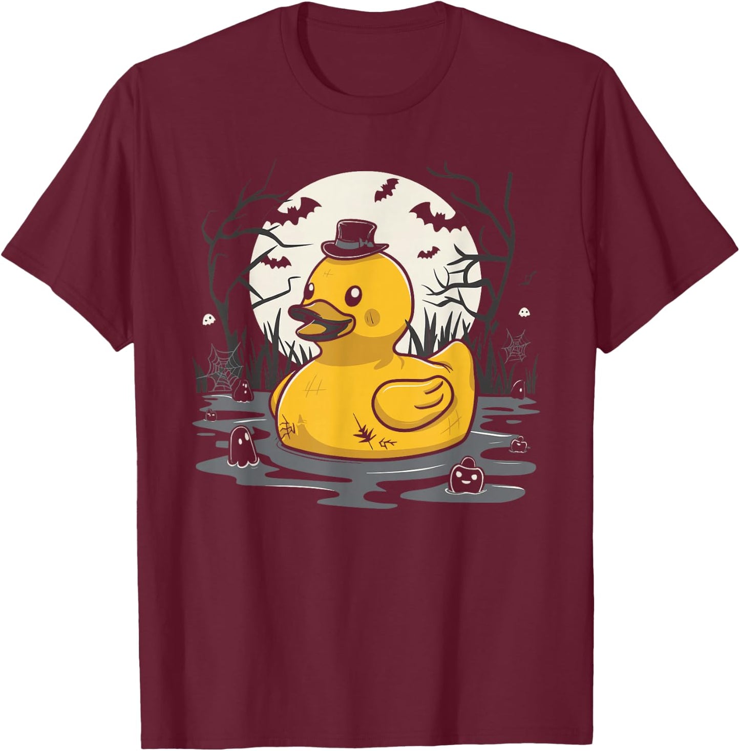 Rubber Duck Halloween Bath Duck Pumpkin T-Shirt - T-Shirt | Maroon
