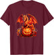 Halloween Dragon Guardian of the Pumpkin, Autumn Silhouette T-Shirt - T-Shirt | Maroon