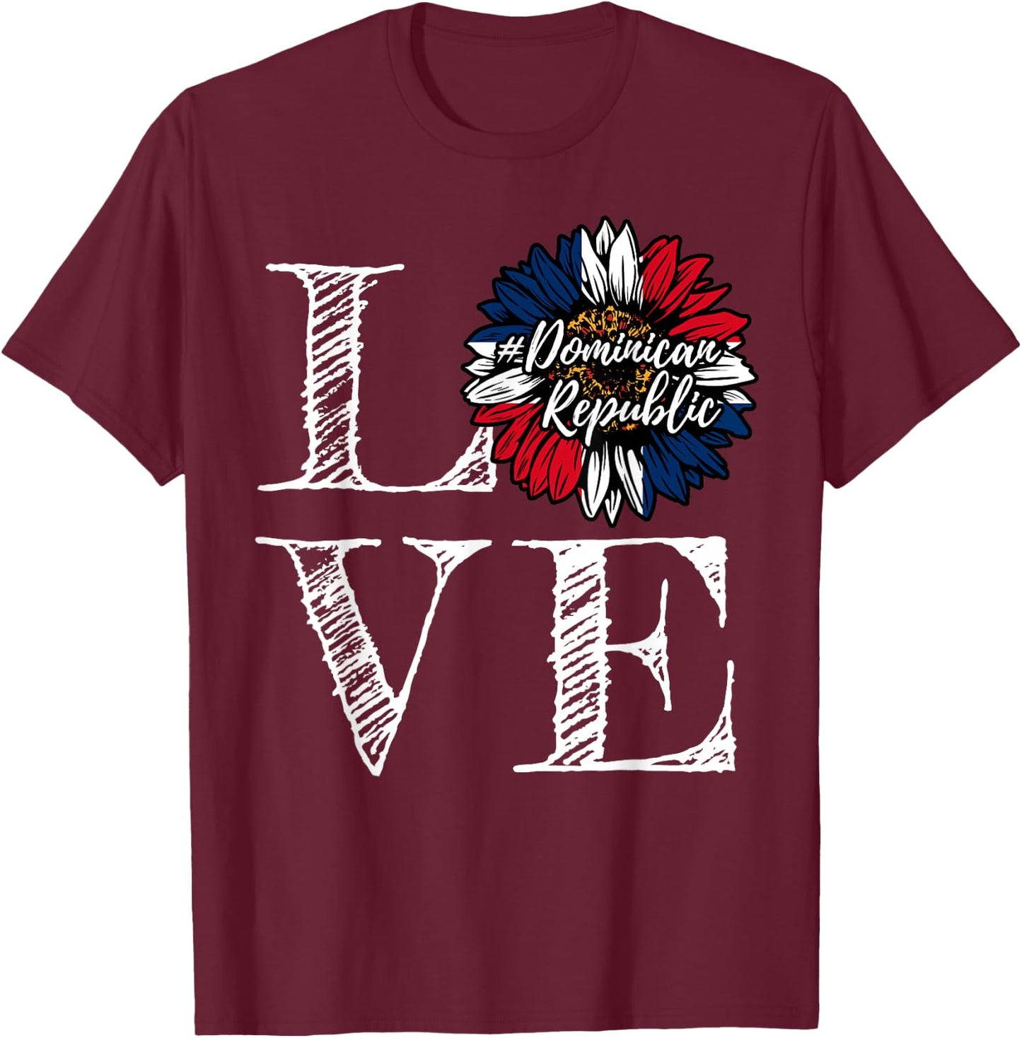 Sunflower Dominican Republic Love Dominican Flag T-Shirt - T-Shirt | Maroon