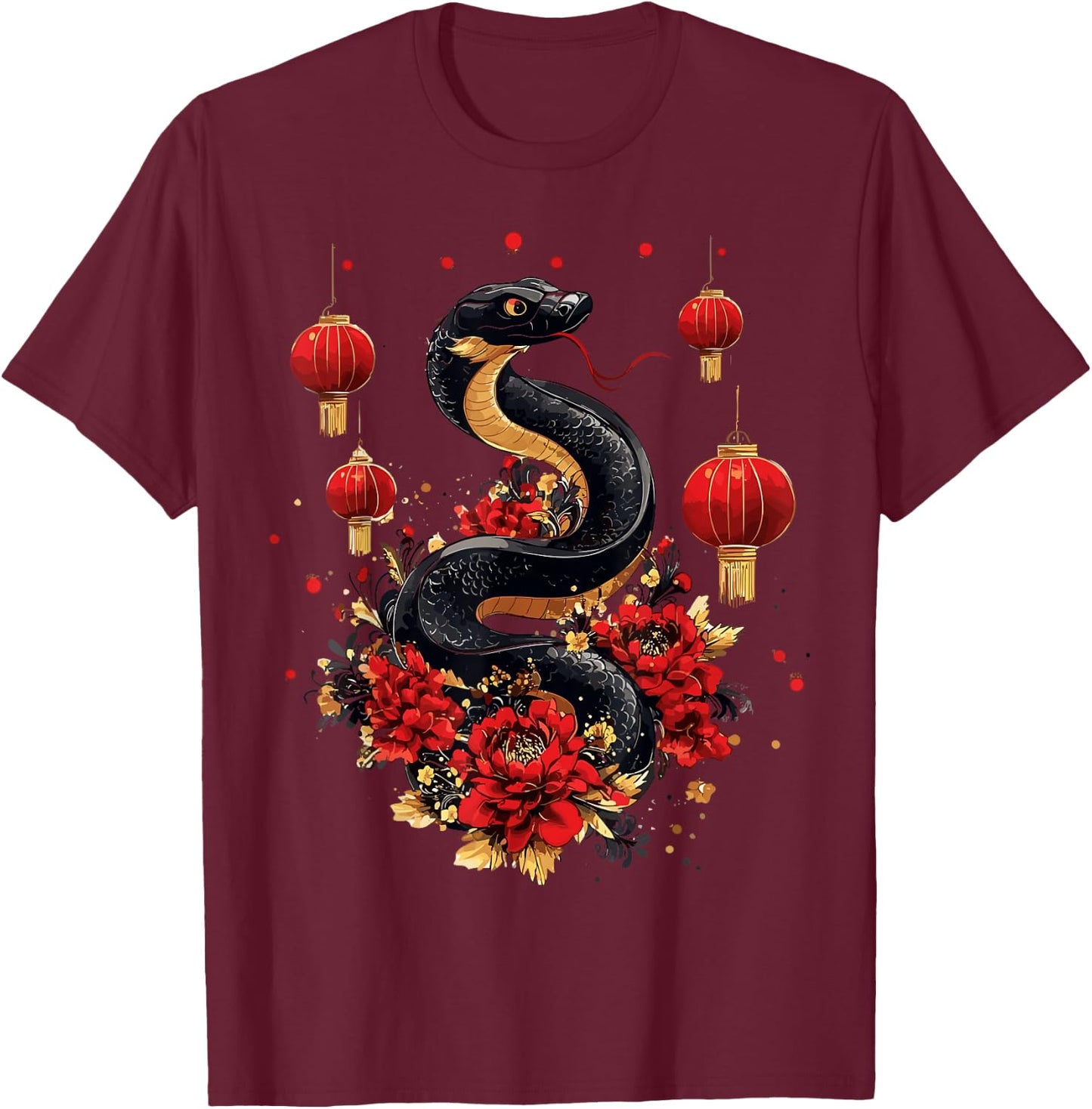 Year Of The Snake Zodiac Lunar Chinese New Year 2026 T-Shirt - T-Shirt | Maroon