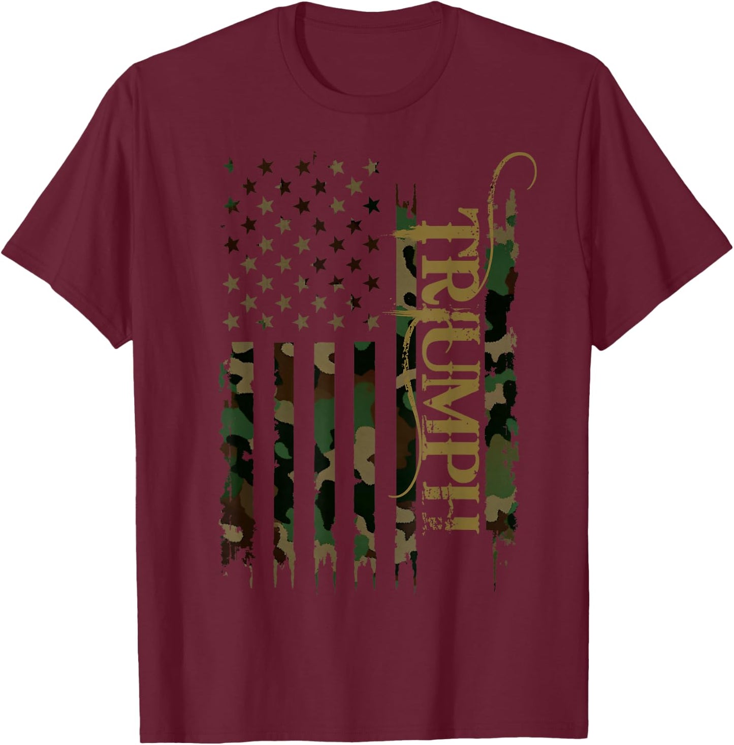 Triumph United States Distressed Camo US Flag , black T-Shirt - T-Shirt | Maroon