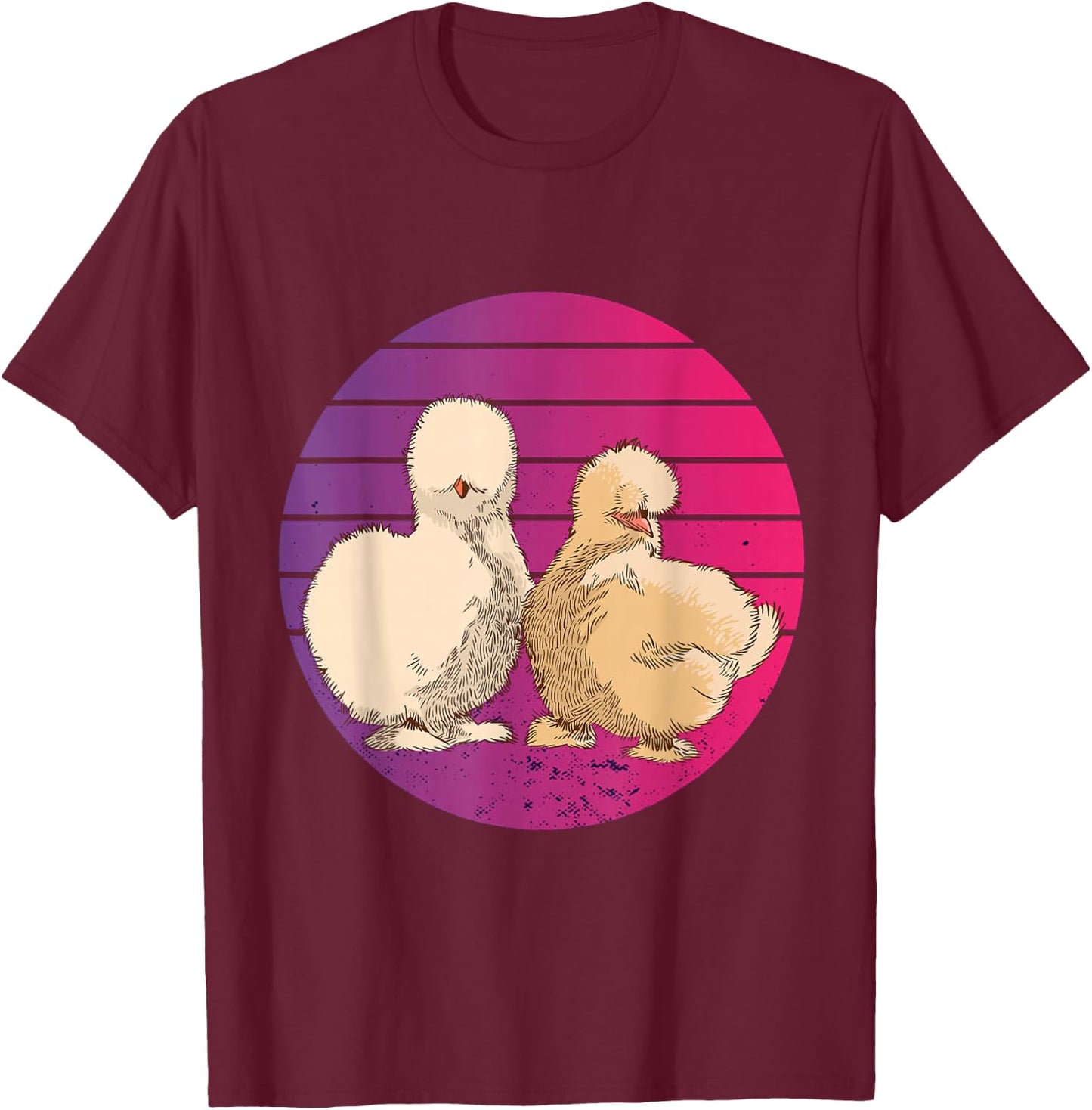 Silkies Vintage Silkie Chicken Silk Hen Retro animals nature T-Shirt - T-Shirt | Maroon