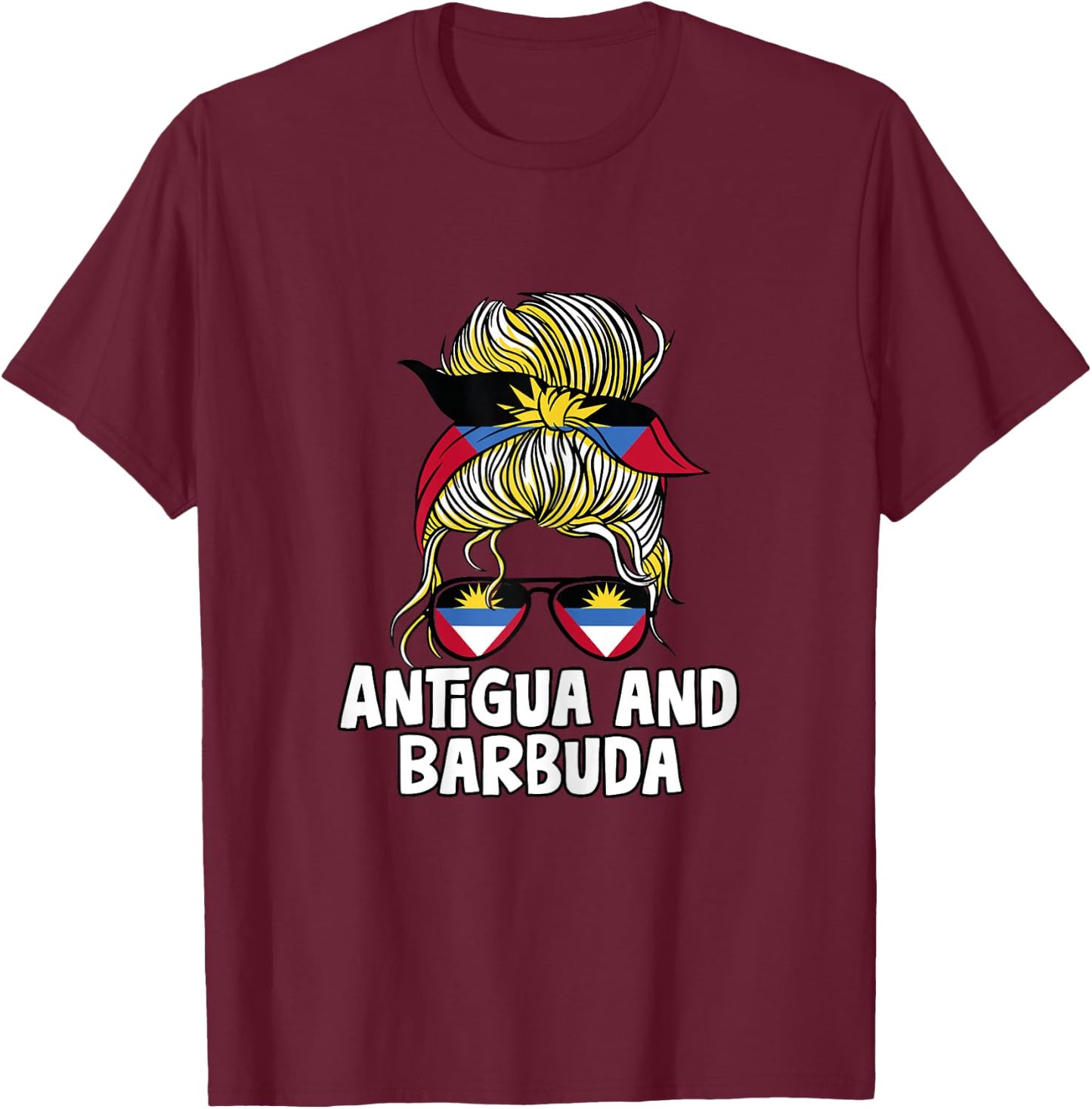 Antigua and Barbuda Girl African Girls Flag T-Shirt - T-Shirt | Maroon