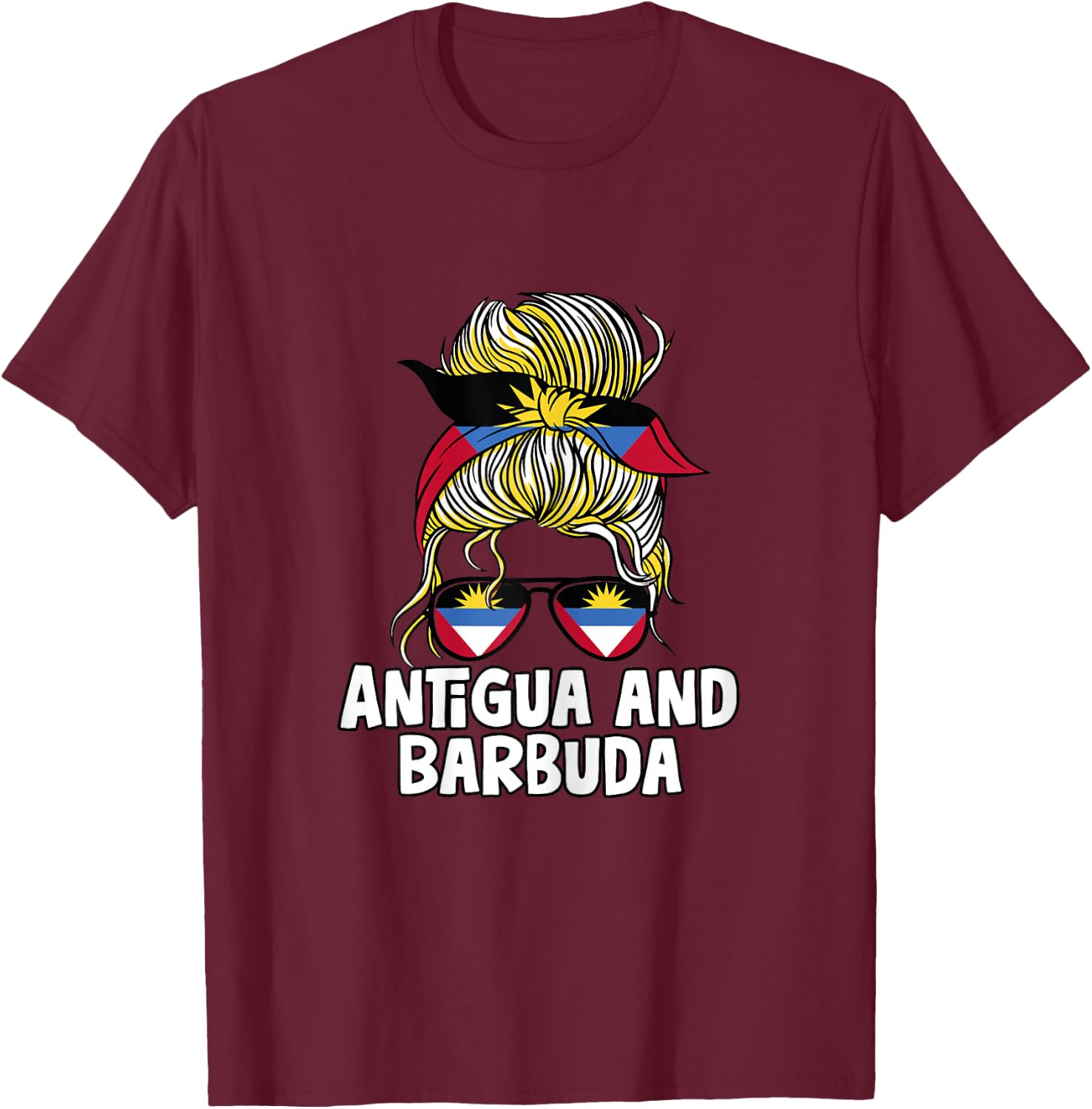Antigua and Barbuda Girl African Girls Flag T-Shirt - T-Shirt | Maroon