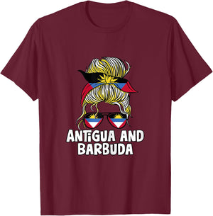 Antigua and Barbuda Girl African Girls Flag T-Shirt - T-Shirt | Maroon