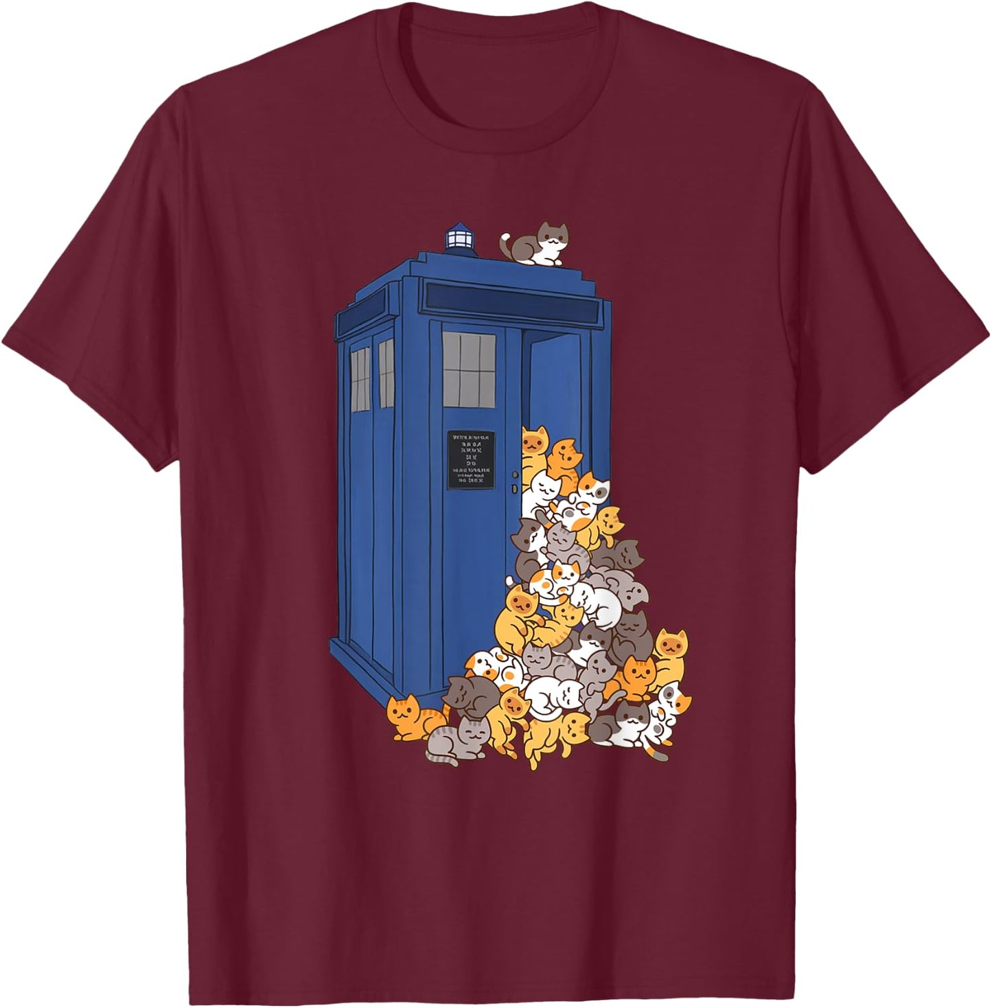 Tardis Funny Cats Vintage Retro Kitten Box T-Shirt - T-Shirt | Maroon