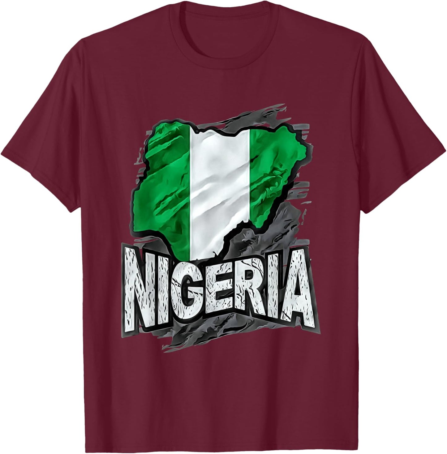 Nigeria , Black, S T-Shirt - T-Shirt | Maroon