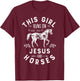 This Girl Runs On Jesus And Horses Horse Riding Equestrian T-Shirt - T-Shirt | Maroon