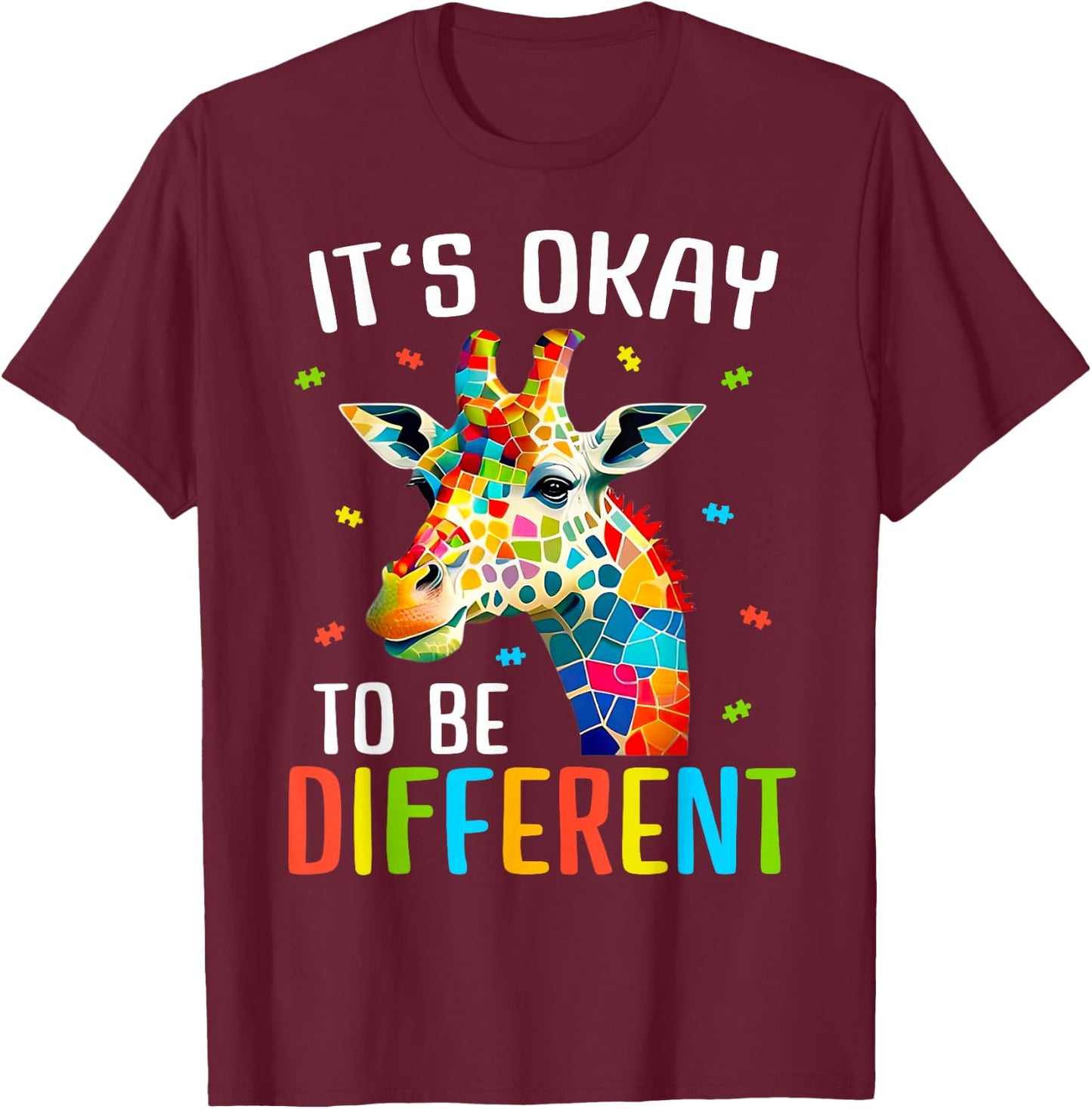 Giraffe Acceptance Children's Boys Girls Its Ok To Be Different T-Shirt - T-Shirt | Maroon