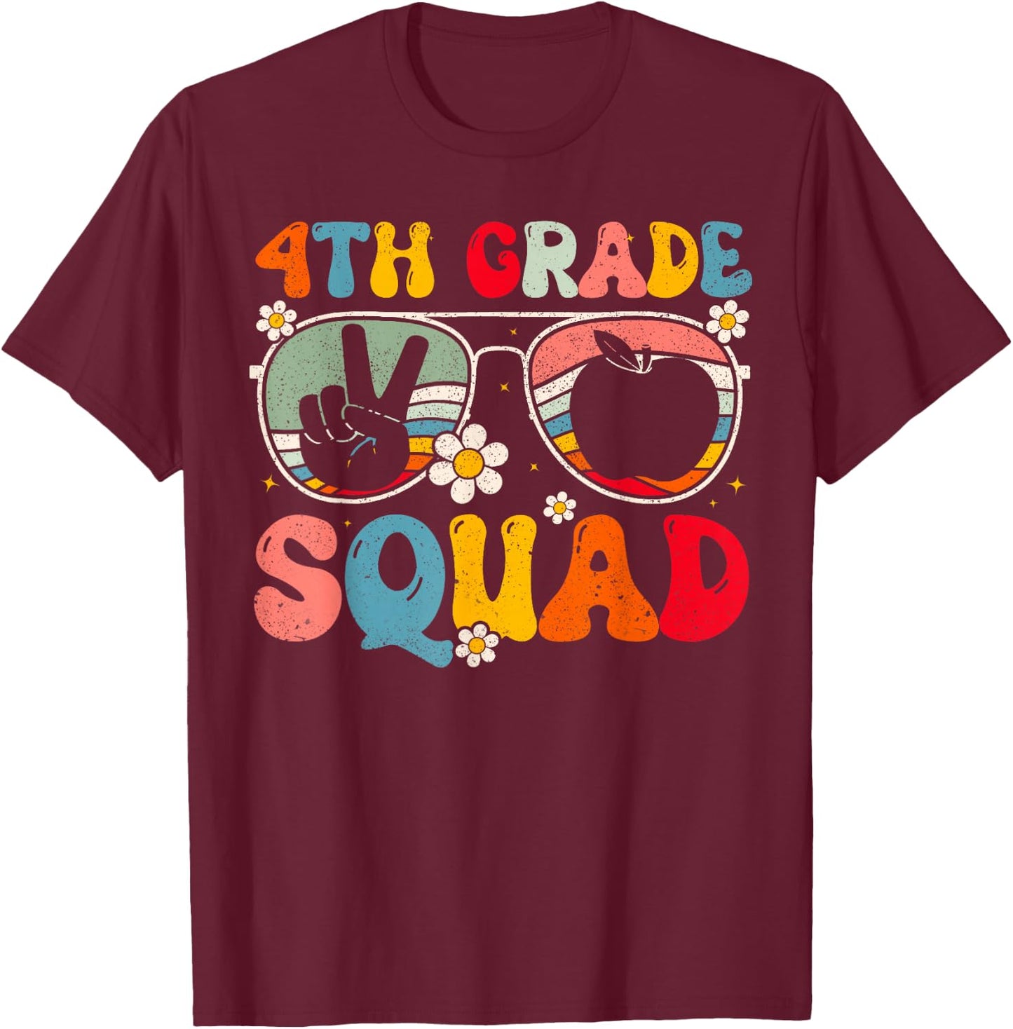 4th Grade Squad Fourth Grade Teacher Student Back To School T-Shirt - T-Shirt | Maroon
