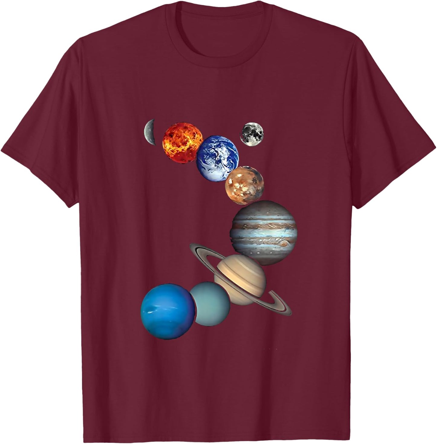 Solar System for Children, Solar System for Girls and Women , black T-Shirt - T-Shirt | Maroon