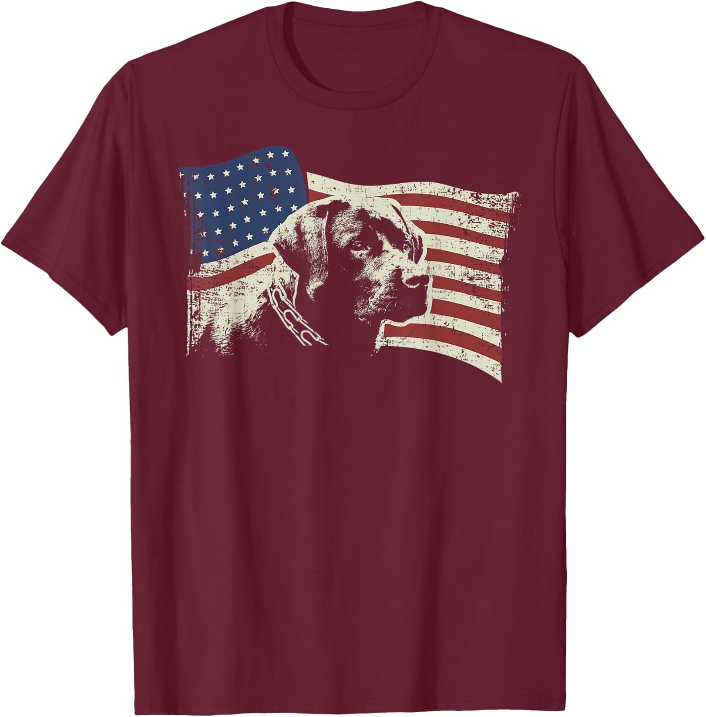 Patriotic USA Flag Black Labrador Gift Lab Owners T-Shirt - T-Shirt | Maroon