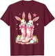 Howdy Easter Western Easter Bunny Cowboy Boots T-Shirt - T-Shirt | Maroon