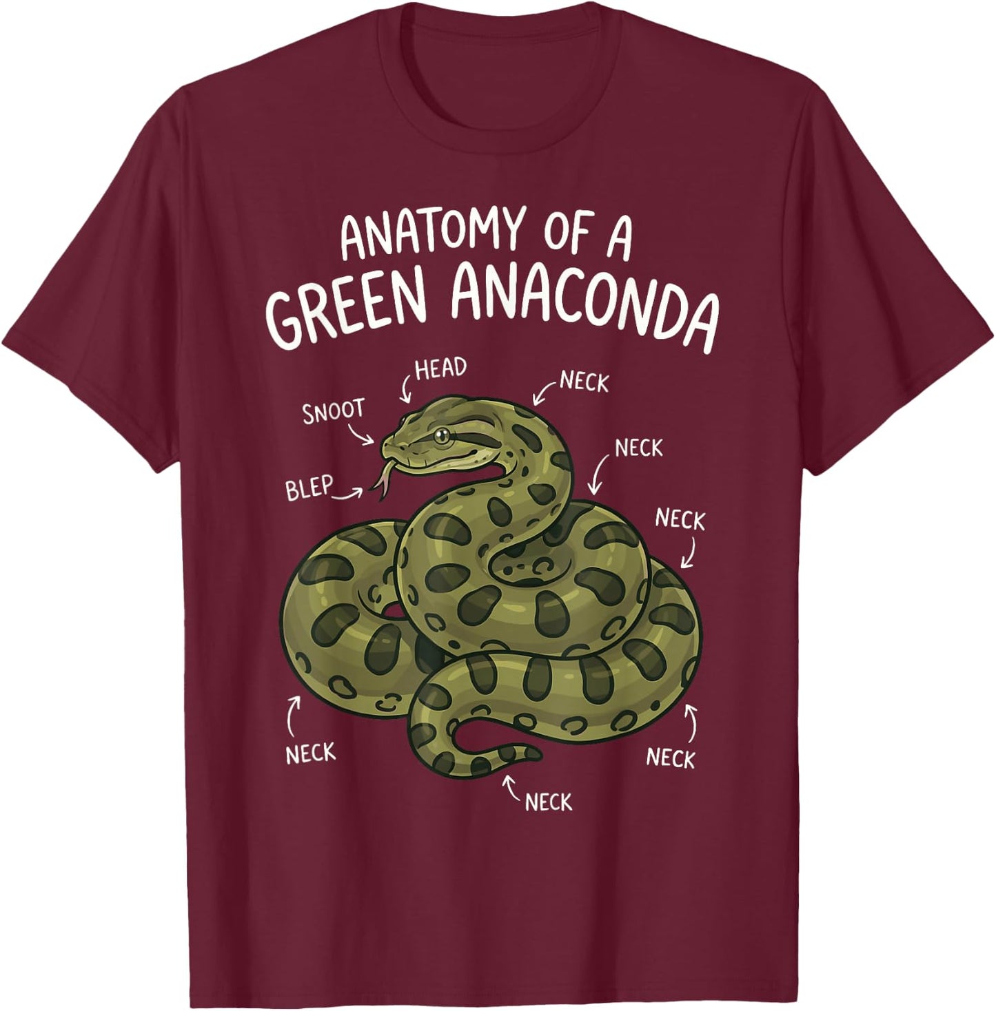 Anatomy of A Green Anaconda T-Shirt - T-Shirt | Maroon