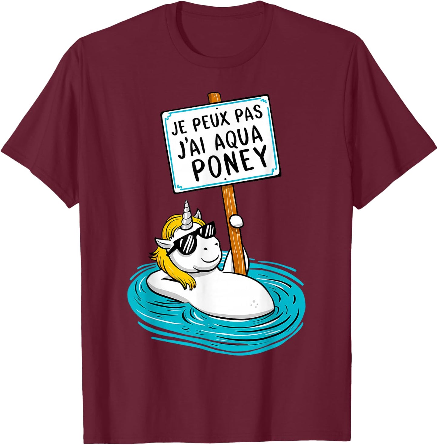 I Can't Have Aqua Pony , Black, S T-Shirt - T-Shirt | Maroon