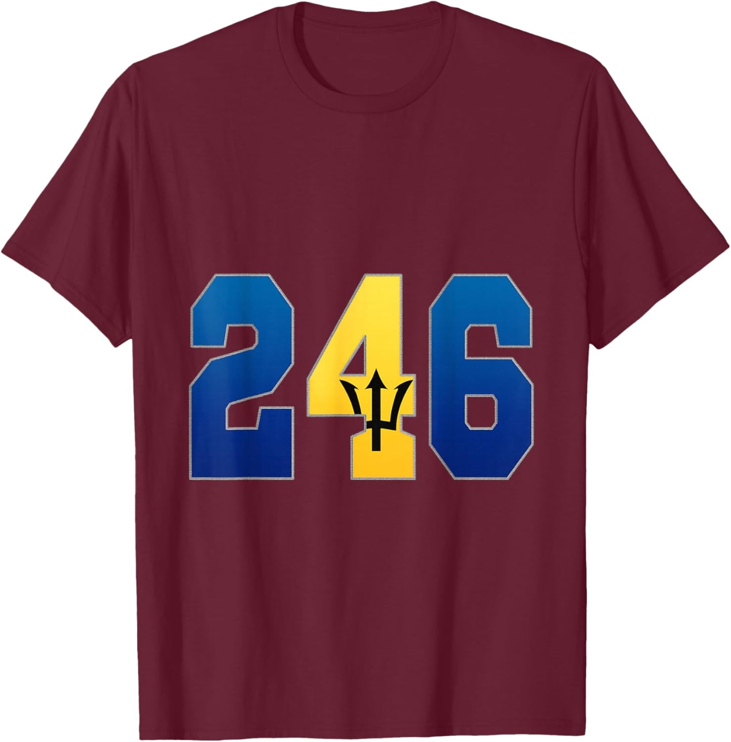 Bajan shirt Barbados shirt area country code 246 T-Shirt - T-Shirt | Maroon